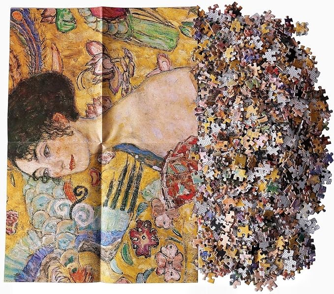 Moruska Lady with Fan by Gustav Klimt Jigsaw Puzzle 1000 Piece Art Puzzles for Adults