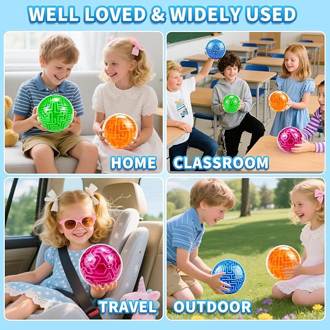 3D Puzzle Ball Maze Brain Teasers Games Puzzle Toy Gravity Memory Cube Educational Toys Gifts for Students Teens Adults,Blue and Green