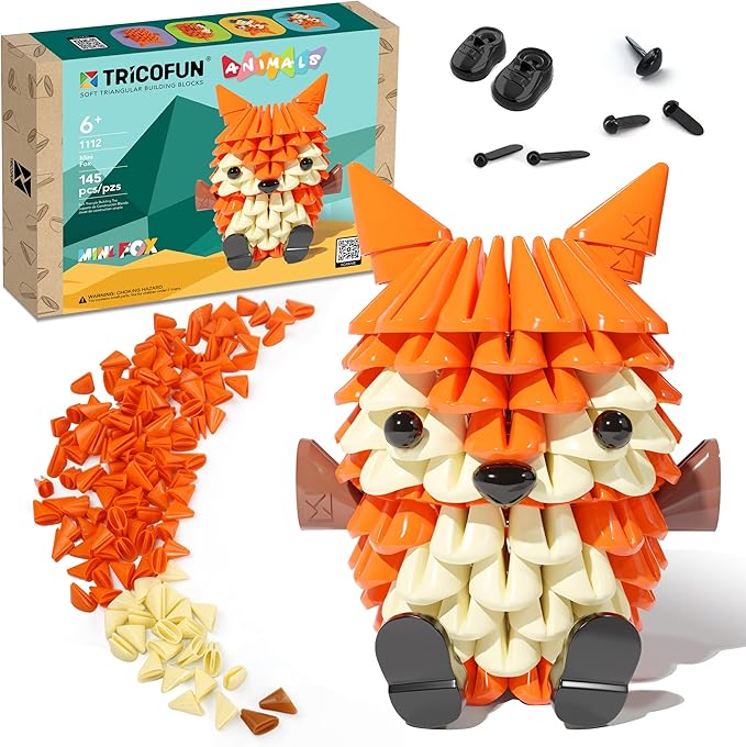 Tricofun® Animals 3D Soft Building Blocks - Cute Animal Kit, Pressure-Relief, STEM Educational Toys, Enhance Hands-On Skills Interlocking Building Blocks (1112-Mini Fox)