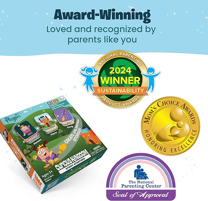 Story Starters for Beginners: Create a Story Card Activity for Kids, Pre-Literacy Illustrated Story Prompts (No Reading Required) Part of The Curious Kingdom by Playper