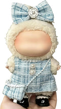 Clothes for LABUBU 17cm Doll (NO Doll)（NO Shoes, Outfit for LABUBU, Dress + Hairpin + Mini Bag Set for LABUBU Dress Up, Fashion and Premium Dolls Accessories for LABUBU (Style I)