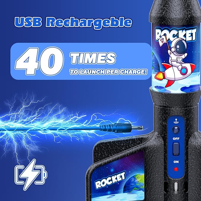 Rocket Launcher Toy for Kids,Self Launching Motorized Air Rocket with Parachute Launch Up to 200 Ft Model Toys Gifts for Boys Kids Ages 6 7 8 9 10 11 12 Astronaut