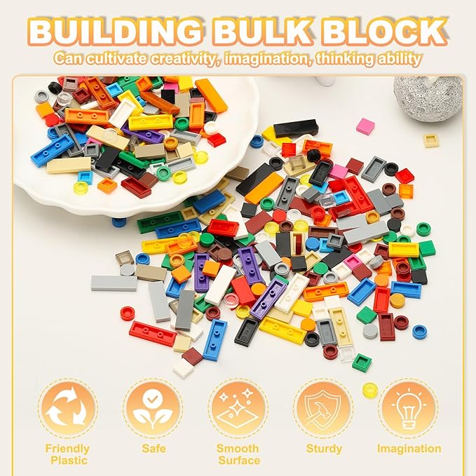 PATIKIL 370 Pcs Flat Blocks Bulk, 1x2 Square Blue Classic Tiles Smooth Surface Mini Building Blocks Accessories Compatible Bricks Kits for Building Floor Walls Mosaic Pixel Arts