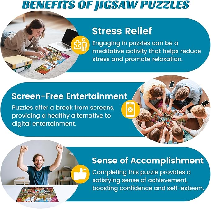 Puzzles for Adults 500 Pieces - Fun Picnic Pups Around The World Puzzle, Dog Gone Days Jigsaw Puzzle, Camping Animal Puzzles for Teens 12-16, Impossible Puzzle Perfect for Game Nights 20.5X 15 in