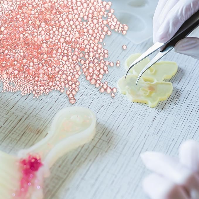 Iridescent Glass Tiny Bubble Beads, 0.4-3mm 10g No Hole Micro Mini Round Coral Pink Water Droplets Beads - Applications: for Resin Filler, Nail Art, Dollhouse Bath Tub