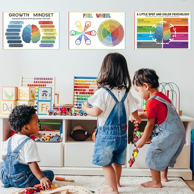 6 Zone of Self-Regulation Bulletin Board Set Feeling Chart for Kids - Calm Down Corner Toolkit with Feeling Wheel Poster, Emotions Chart & Growth Mindset Activities (12x18 Inch, Classroom Decor Essentials)