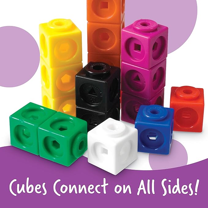Learning Resources MathLink Cubes Elementary Math Activity Set - Math Manipulatives for Elementary School, 1st Grade Learning & Education Toys, Counting Blocks for Classroom Centers and Homeschool