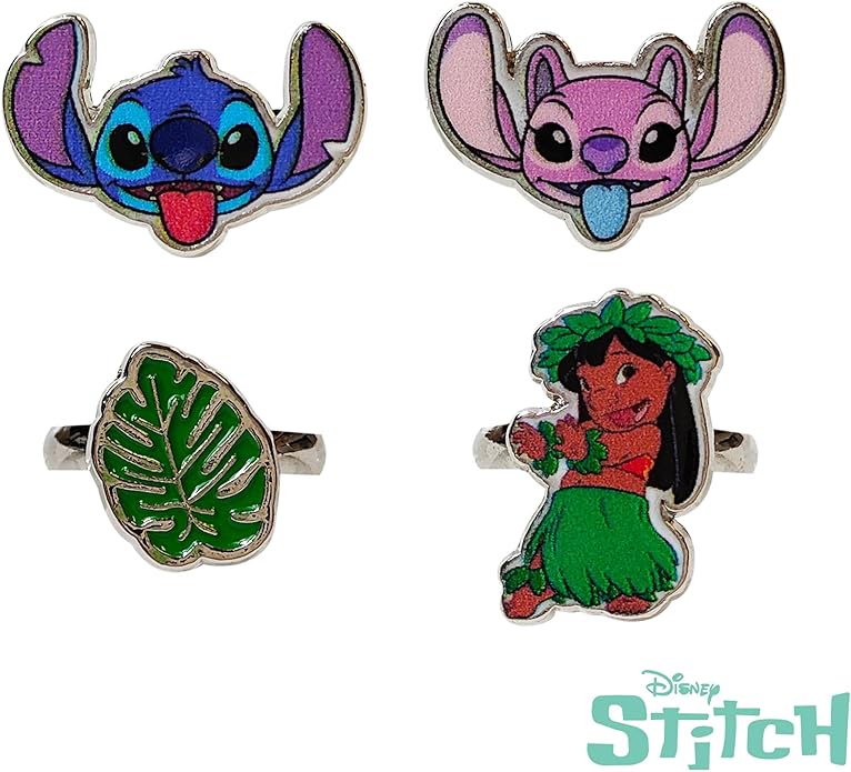 LUV HER Kids Jewelry: 4-Piece Adjustable Rings for Girls, Ring Sets with metal charm Fashion Girls Jewelry Ages 4+