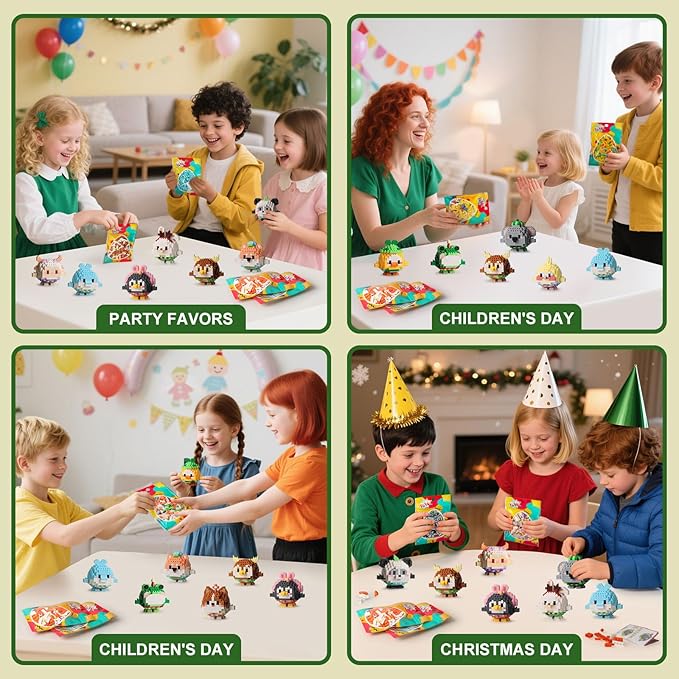 HIGH GODO 12Pack Animals Party Favors Building Set, 2491PCS Cute Animals Building Blocks for Goodie Bag Stuffers Classroom Prizes, Party Favors Birthday Gift for Kids Boys Girls Student 8+