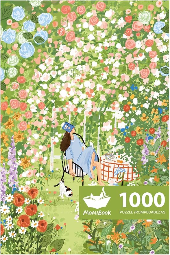 MOMIBOOK Puzzles for Adults 1000 Piece Jigsaw Puzzles of Afternoon Garden, Spring Painting Image Difficult Challenging Hard Impossible Puzzle, Funny Toys & Games Christmas Birthday Gifts