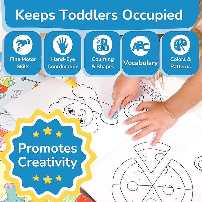 TOYVENTIVE Toddler Coloring Books & Crayons, Toys & Birthday Gifts for 1+,2,3,4 Years Old Girls, Toddlers & Preschoolers Ages One,Two,Three,Four year olds
