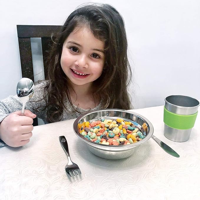 CHILLOUT LIFE Stainless Steel Kids Silverware Set 15 Pieces - Child and Toddler Safe Flatware - Kids Utensil Set - Metal Kids Cutlery Set Includes 5 Small Kids Spoons, 5 Forks & 5 Knives