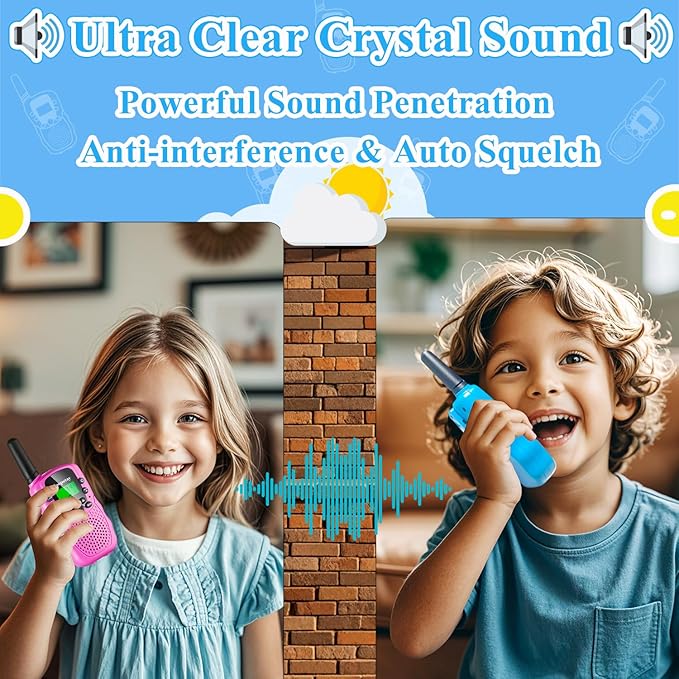 Walkie Talkies for Kids, Walkie Talkie Toys for Girls Boys, for Grandkids, Built-in Flashlight, Birthday Gifts for 3 4 5 6 7 8 9 10 Year Old Girl Boys, Kids Stocking Stuffers