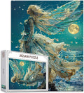 Tucocoo 1000 Piece Jigsaw Puzzles for Adults Sea Goddess Painting Jigsaw Puzzle Abstract Fairy 1000 Pieces Puzzles for Challenging Family Activity Game Ocean Moonlight Art Wall Decor DIY Puzzle Gifts