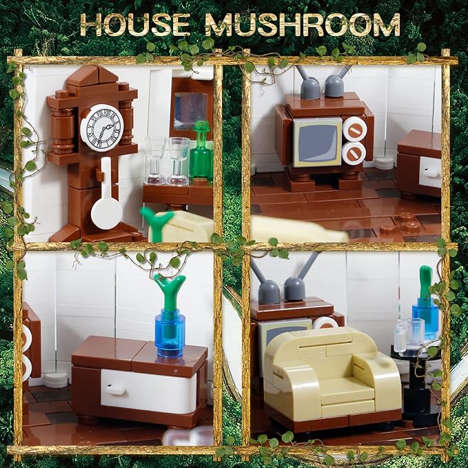 2233PCS Mushroom House Building Blocks,Creative Ideals Treehouse Building Blocks, Best Present for 6+ Boys, Girls or Adults