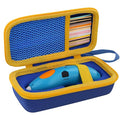 co2CREA Hard Case for 3Doodler Start+ Essentials (2024) 3D Pen Set - Storage Organizer with Custom Slots for Art Activity Set, Printing Filament Refill and USB Charger, Blue Case + Yellow Zipper