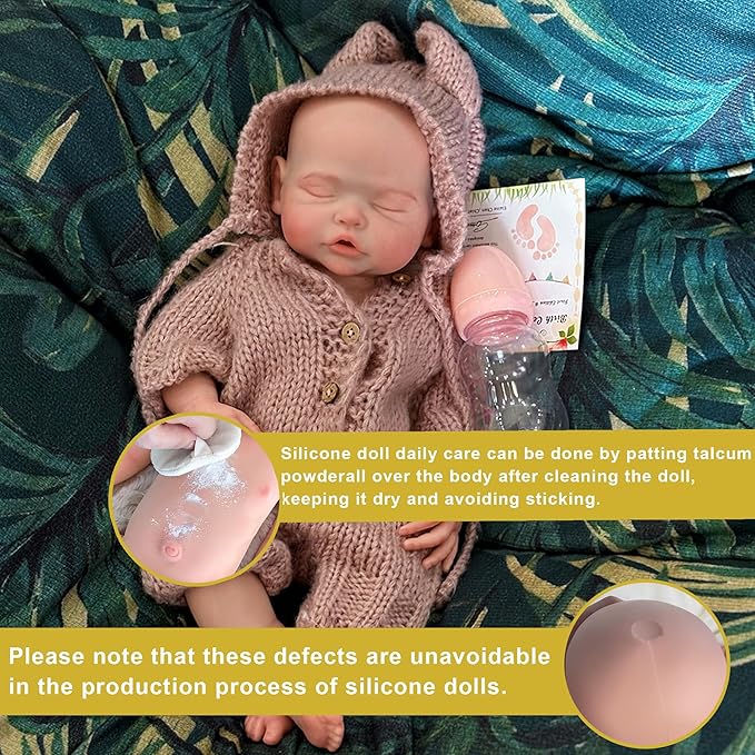 OtardDolls 18 Inch Realistic Reborn Soft Full Silicone Girl Baby Doll Handmade Real Looking Set