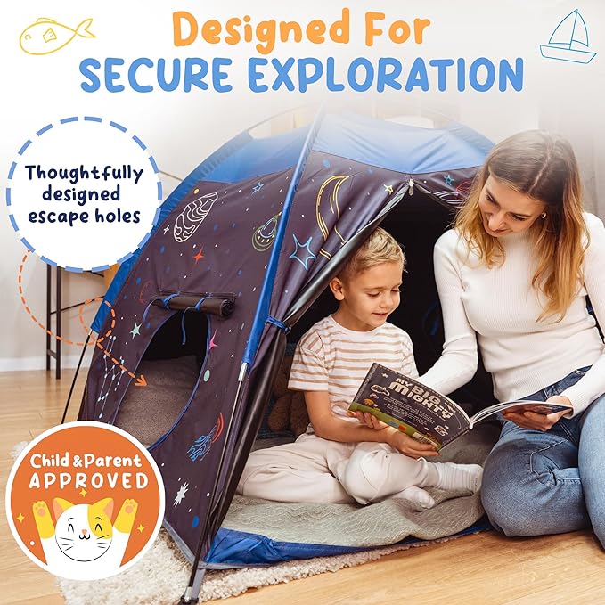 Blackout Sensory Tent for Kids with Autism - 51"x 51"x 40" Calming Corner, Easy to Assemble & Durable with Clear Phone Pocket and Mesh Storage – Ideal for SPD, ADHD & Autistic Children