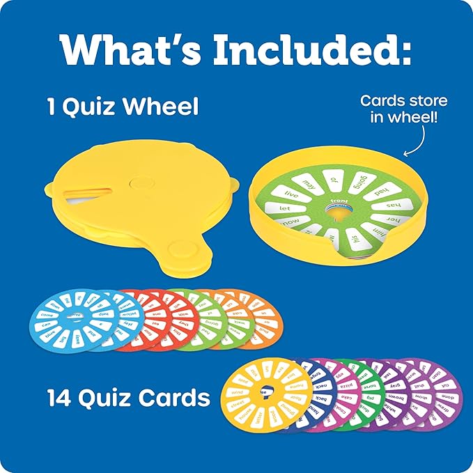 Learning Resources Skill Builders! Sight Words Quiz Wheel, Reading Games, Sight Words Flash Cards Kindergarten, Learning Activities, Ages 5+, 16 Pieces