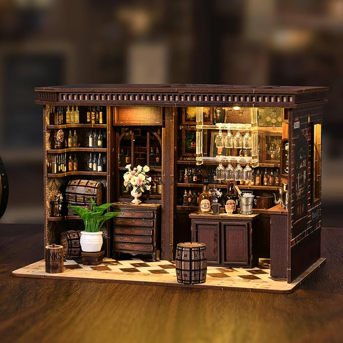 Book Nook Kit for Adults, 3D DIY Wooden Holiday Theme Miniature House Craft Kit Bookshelf Christmas Decor Halloween Birthday Gift