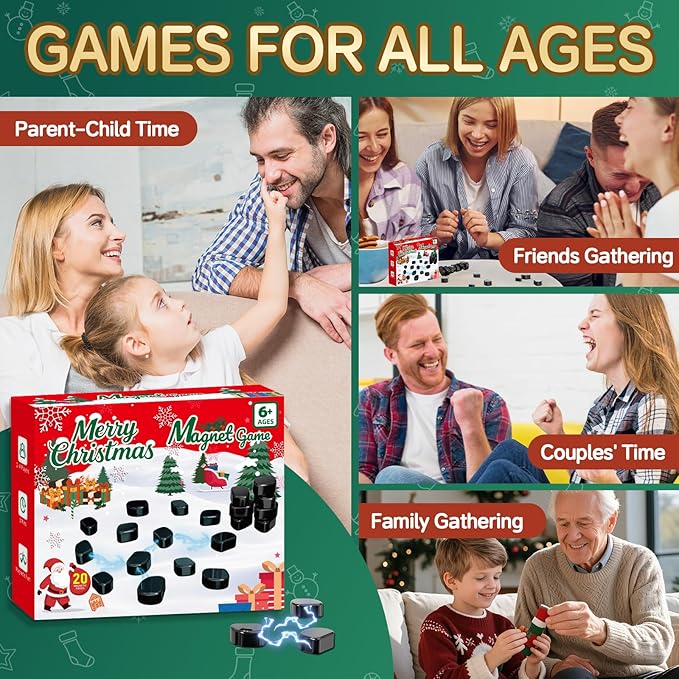 Magnet Game with String, Magnetic Game Chess for Kids Adults, Strategy Board Games for Kids 6-8-12, Christmas Family Games for Kid and Adults, Fun Version, 5-Minute Games, 2-4 Player