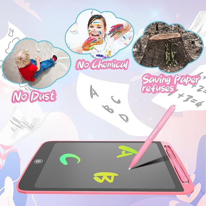 2 Pack LCD Writing Tablet for Kids, 12.5 inch Colourful Doodle Board Erasable Drawing Tablet for Kids, Educational Learning Travel Toys Birthday Christmas Gifts for 3 4 5 6 7 Girls Boys(Pink+Blue)