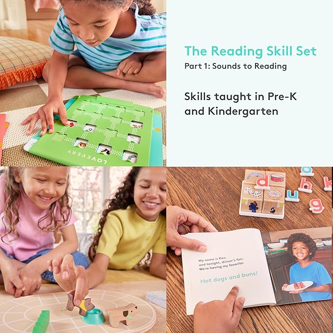 Lovevery Reading Skill Set, Learn to Read for Pre-K and Kindergarten, Fun Phonics Games and Books, Part 1