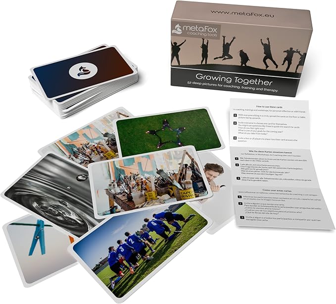 metaFox Coaching Picture Cards | Growing Together | Conversation Cards for Ice Breakers and Team Building Activities | Motivational Postcards for Your Next Coaching and Training Sessions