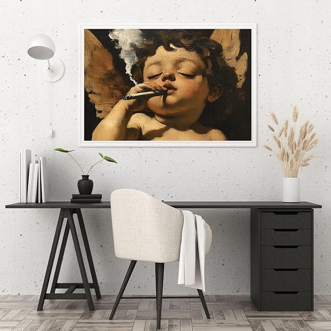 500-piece Little Angel's Rebellion - Cupid Smoking Adult Wooden Puzzle, Intellectual Challenge, Stress-Relieving Puzzle, Relaxing Family Activity, Decoration, Size: 20.5 x 15 in