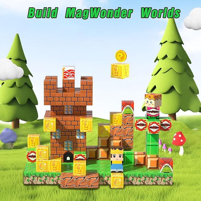 150PCS Magnetic Blocks STEM Toys for Kids, Magnetic Building Tiles Educational Construction Set with Storage Bag, Strong Magnets, Compatible with Major Brands, Gift for Ages 3 4 5 6 7 8+ Year Old