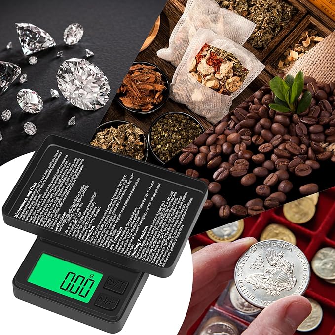 Digital Pocket Scale 1000g x 0.01g, Diyife Portable Precision Gram Scale Jewelry Scale with Protective Cover, Auto-off, Backlit LCD, 7 Units Tare, for Food, Kitchen, Coffee, Battery Included