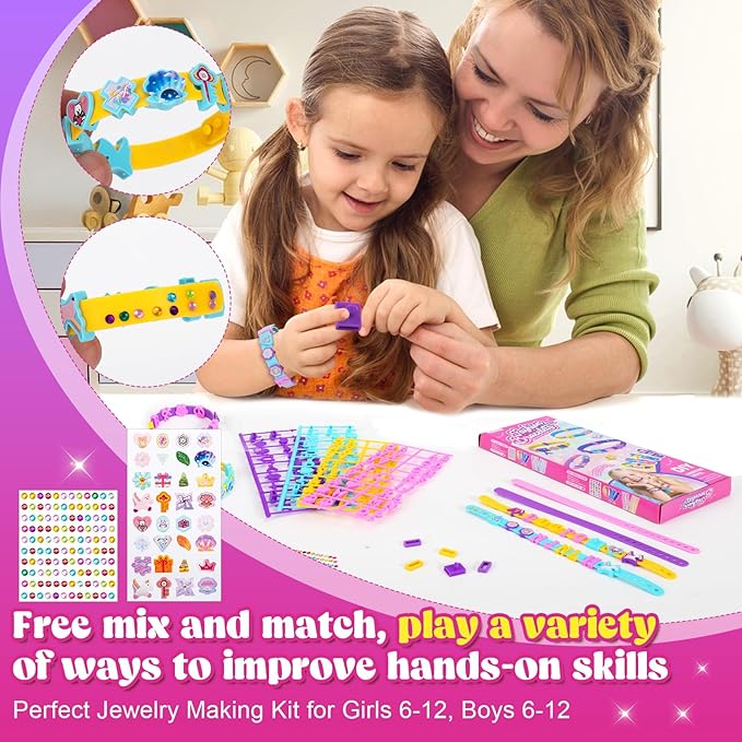 Bcsgj DIY Friendship Bracelet Making Kit for Girls, Jewelry Making kit for Girls,Sticker Bracelet, Bracelet Making kit Birthday Gift for Ages 5 6 7 8-12