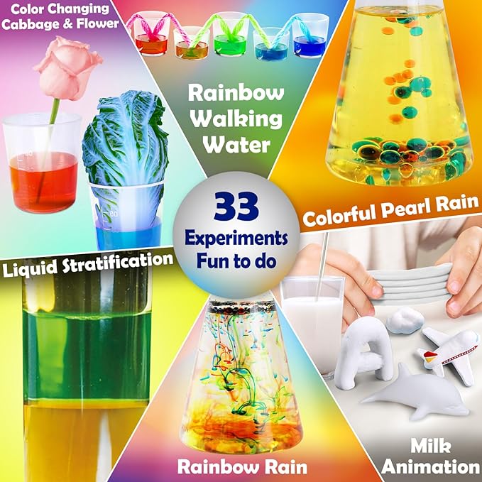 UNGLINGA 33 Experiments Science Kit for Kids, Science Project STEM Toys Gifts for Boys Girls Learning Educational Chemistry Set, Volcano Erupting, Scientis Kit