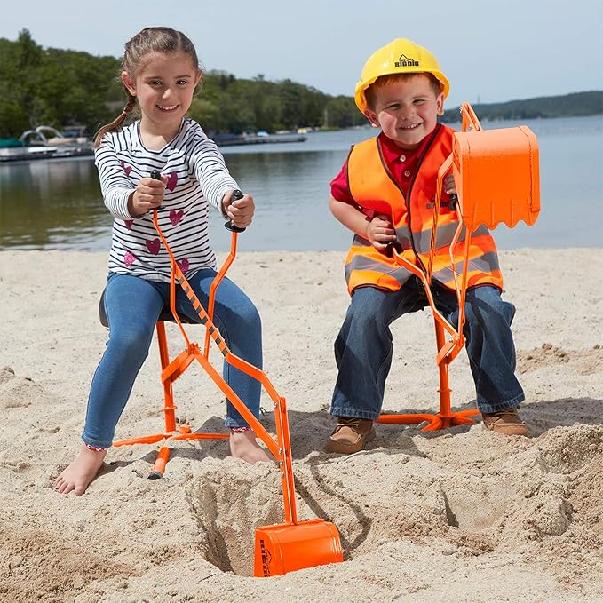 Special Edition Digger Excavator Ride On Crane and Pretend Play Construction Toy, Orange