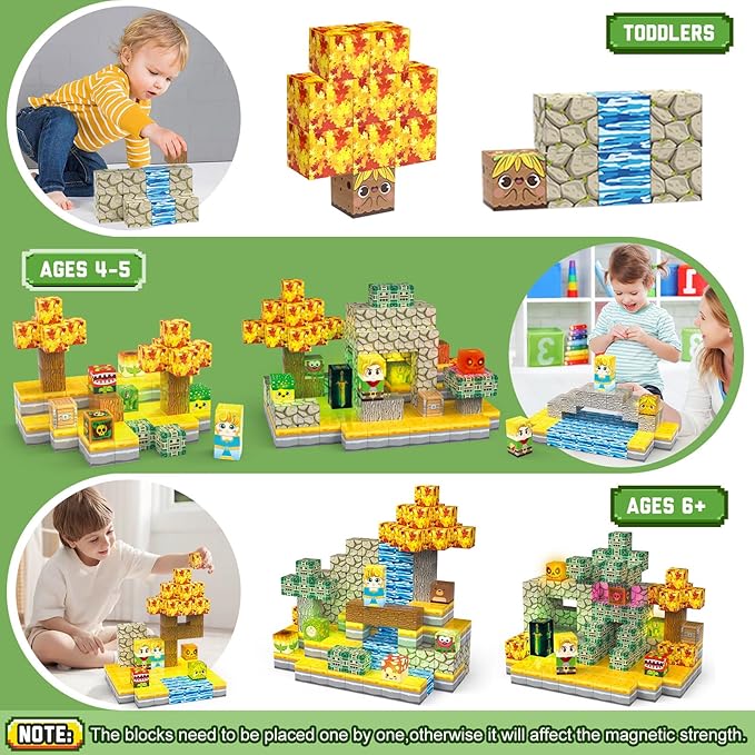 200PCS Magnetic Building Blocks - Light Up Magnetic Blocks Cubes, Stacking Magnet Blocks Building Toys, School STEM Toys for 3 4 5 6 7 8-12 Year Old Toddlers Boys Girls Birthday Thanksgiving Gifts