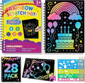 HXDOGSP Scratch Art for Kids: 28 Pack Rainbow Scratch Paper Party Favors - Art Crafts Notebook Suitable for Birthday Gifts/School Crafts Kit/Classroom Prizes for Girls and Boys Aged 4-12