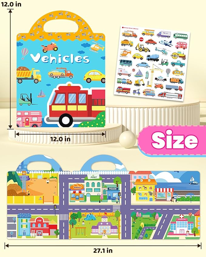 Reusable Sticker Book for Toddlers 2-4 Years, Stickers for Kids, Toddler Craft Activities, Toddler Travel Toys Ages 2+ Boy Girl Birthday Gifts