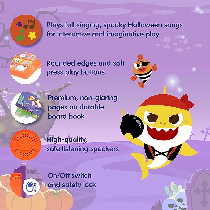 Baby Shark Halloween Songs Sound Book, Children's Halloween Books, Interactive Learning Books for Toddlers, Learning & Education Book Toys, Baby Shark for Babies & Toddlers 1-3