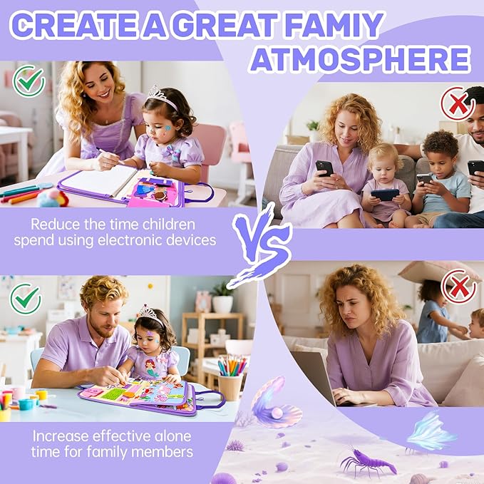 Toddler Busy Board Montessori Toys for Girls Birthday Gift, Sensory Busy Book Educational Learning Activity Board for Toddler Girls, Travel Activities Toys for Airplane Car
