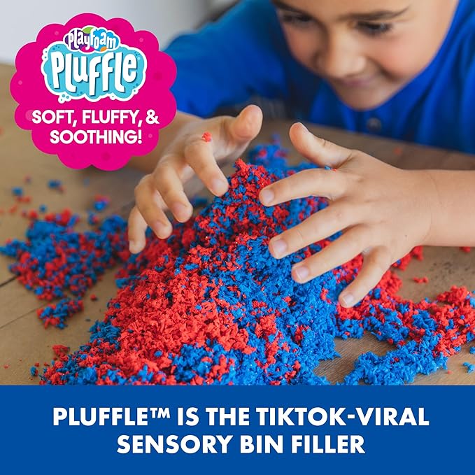 Educational Insights Pluffle 4-Pack - Sensory Bin Foam Set, No Mess Alternative to Sand Toys & Slime for Toddlers at Home or in The Classroom, Fun Sensory Table Filler, Gift for Kids Ages 3+