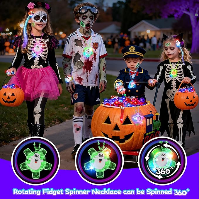 SpringFlower 100Pcs Halloween Party Favors Bulk, Glow in the Dark Party Supplies Halloween Decorations for Kids, Halloween-Themed Toys for Trick or Treat Goodie Bag Stuffers Fillers Prizes Gifts