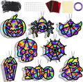 32 Sets Halloween Suncatchers Craft Kit DIY Window Stained Glass Effect Ghost Spider Skull Pumpkin Paper Crafts Home School Classroom Decoration Kid Birthday Gift Creative Art Project Activity Game
