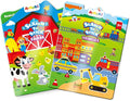 Reusable Jelly Sticker Book for Kids, 2 Sets Waterproof Sticker Books Travel Toy, Toddler Craft Activities Age 3-5-Farm Animals, Vehicles