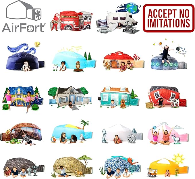 The Original Patented AirFort - Build A Fort in 30 Seconds, Inflatable Fort for Kids, Play Tent for 3-14 Years, A Playhouse Where Imagination Runs Wild, Fan not Included (Royal Castle)