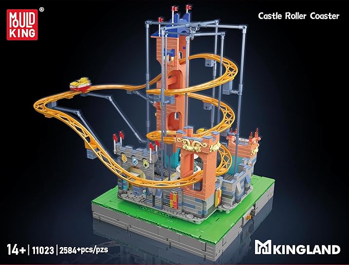 Mould King Roller Coaster Building Block Set, 2584+ Pcs Castle Theme Amusement Park Model Kit with Motors, STEM Construction Rollercoaster Building Set, Home Decoration Gift for Teen Adult