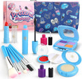 Toddler Girls Toys Pretend Makeup Kits - Fake Makeup Set for Kids 3 4 5 6 Year Old , Play Makeup Gift for Little Girls 3-5, Toddler Kit with Fake Make up Toy Birthday Gift (Blue)