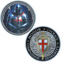 Knight Templar Challenge Coin Armor Red Cross Shield Faith and Bravery Coin Collection (Single Coin)