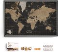 Canvas World Map with Cork Pin Board - English Lettering - Decorative Wall Decoration for All Rooms - Canvas Pictures with World Map Motif (120x80 cm, Pattern 6)