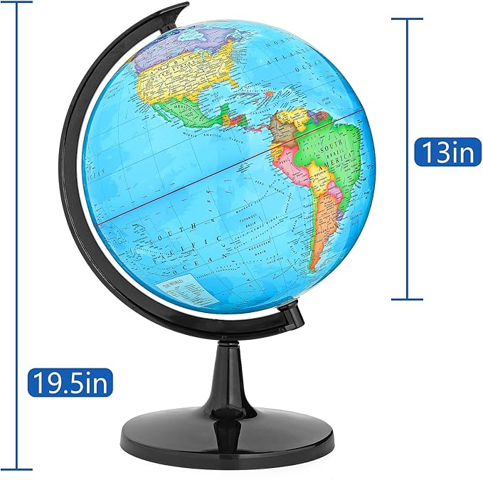 GOCHANGE Classroom Globes Elementary, 13in Political Teaching Globe with Countries & Capitals & State Capitals, Large Globes for Adults & Children