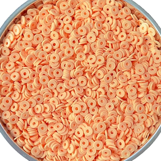 3000Pcs Clay Beads Flat Round Polymer Bead Vinyl Heishi Beads Flat Round Polymer Bead for Jewelry Making Necklace Bracelet (03-Turmeric)